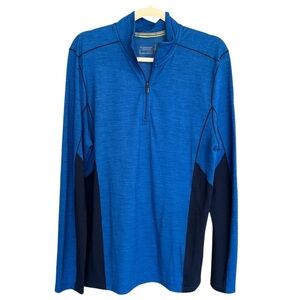 Smartwool Men’s 1/4 Zip Merino Sport Long Sleeve Baselayer Shirt Blue Medium